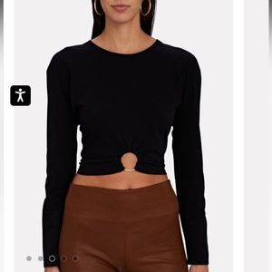 Intermix long sleeve black crop top S